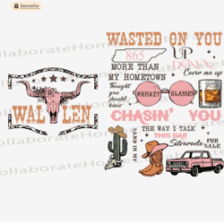retro wallen bull skull png, country western png digital download, cowboy design, western cowboy, wallen png file downlo