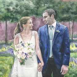 wedding portrait custom original watercolor painting from photo family painting