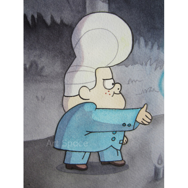 Gravity Falls-Bill Cipher-Dipper Pines-fire-cartoon-series-watercolor-painting-5.JPG