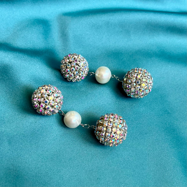 pearl and crystal earrings