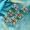 Floral Motif Crystal Drop Earrings