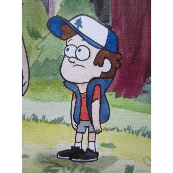Gravity Falls-Dipper-Wendy-soos-Mabel Pines-Waddles-forest-picture-cartoon-series-painting-watercolor-4.JPG