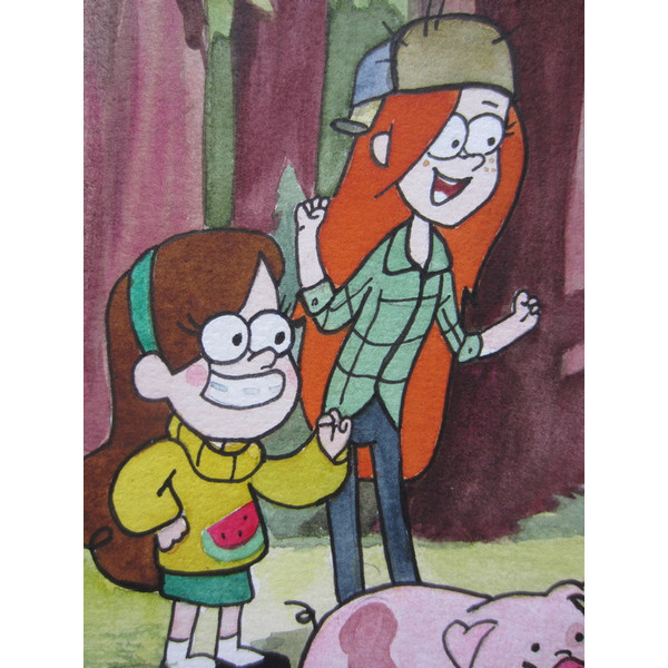 Gravity Falls-Dipper-Wendy-soos-Mabel Pines-Waddles-forest-picture-cartoon-series-painting-watercolor-7.JPG