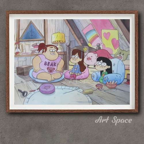 Original watercolor painting Bachelorette Party Gravity Falls Mabel gift for a teenager, office decoration original gift