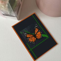 Printable Cards Instant Download Digital Orange Butterfly Postcard JPG Printable Greeting Cards