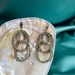 Pyrite Dangling Hoops Earrings