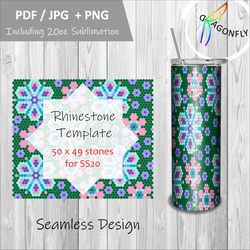 Rhinestone Pattern  20 oz. Skinny Straight 50 Stones Wide  5mm/SS20  Tumbler Pattern   - 139