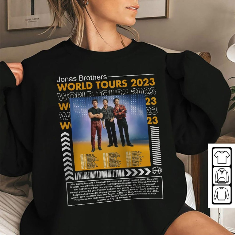 Jonas Brothers Five Albums One Night The Tour 2023 Shirt, Jonas Brothers Band Fan Shirt, Jonas Brothers 2023 Tour Shirt
