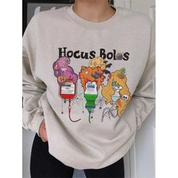 hocus bolus halloween sweatshirt, propofol fentanyl witch sedation crna icu nurse sweatshirt spooky season | sanderson s