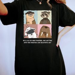 lylla rocket floor teefs shirt, guardians of the galaxy vol.3 shirt, into the forever and beautiful sky shirt