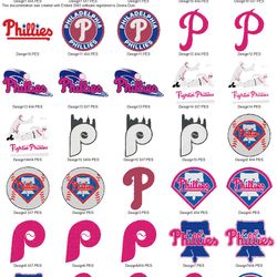Collection MLB PHILADELPHIA PHILLIES LOGO'S Embroidery Machine Designs