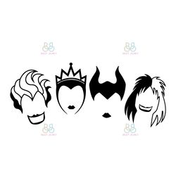 halloween villains svg, halloween svg, maleficent svg, evil queen svg, cruella svg, sanderson svg