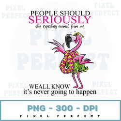 people should seriously stop expecting normal from me png, we all know it's never going to happen flamingo png, funny fl
