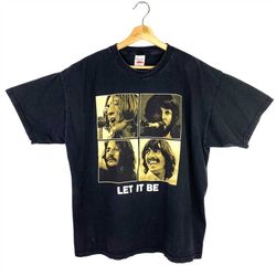the beatles let it be album band t shirt black size xl