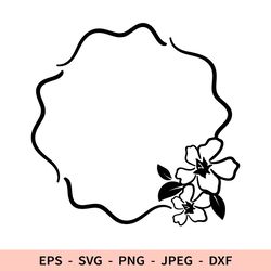 Floral Frame Svg Round Wreath Svg Circle Flowers Dxf File for Cricut