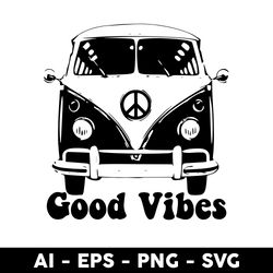 good vibes peace hippie van svg, good vibes svg, car svg, png dxf eps file - digital file