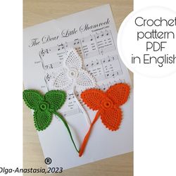 Crocheted shamrock in the color of the Irish , crochet flower , Irish Crochet Applique PATTERN, Motif crochet pattern.