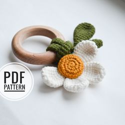 Daisy crochet pattern flower baby rattle easy patterns amigurumi free