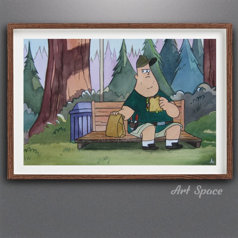 Gravity Falls-Soos-cartoon-bright painting-park-sandwich-sandwich-series-watercolor painting-2.jpg