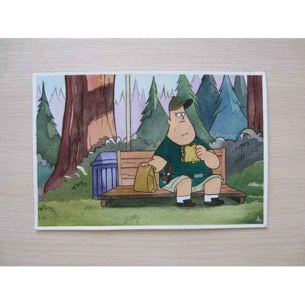 Gravity Falls-Soos-cartoon-bright painting-park-sandwich-sandwich-series-watercolor painting-5.JPG