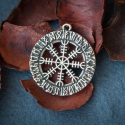 Aegishjalmur Pendant. Helm of Ave Norse Necklace. Galdrastav jewelry