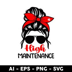 high maintenance messy bun hair svg, messy bun svg, girl svg, png dxf eps file - digital file