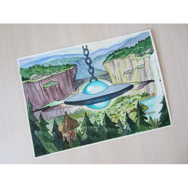 Gravity Falls-UFO-cartoon-bright picture-park-forests-woods-nature-series-watercolor-painting-5.JPG