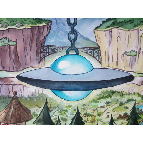 Gravity Falls-UFO-cartoon-bright picture-park-forests-woods-nature-series-watercolor-painting-8.JPG