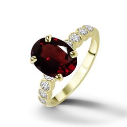 Red Garnet Ring - January Birthstone - Statement Ring - Gold Ring - Engagement Ring - Oval Ring - Cocktail Ring