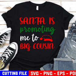 santa is promoting me to big brother svg, pregnancy announcement svg, kids christmas shirt svg, funny siblings svg