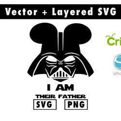 i am their father darth vader svg & png files for cricut machine , anime svg , manga svg , goku svg
