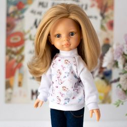 Summer doll outfit mermaid sweatshirt for 13 inch dolls Paola Reina, Siblies Ruby Red, Little Darling, doll clothes