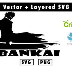 ichigo kurosaki svg & png files for cricut machine , anime svg , manga svg , goku svg