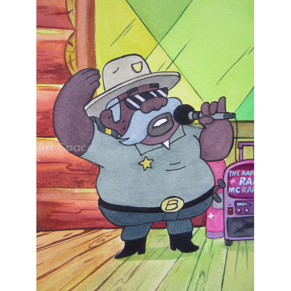 Gravity Falls-karaoke-sheriff-Dipper- Mabel Pines-Mystery Shack-cartoon-green watercolor-painting-6.JPG