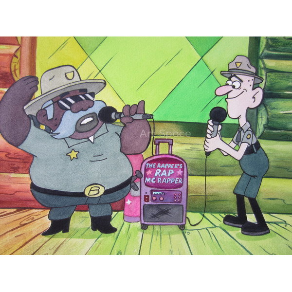 Gravity Falls-karaoke-sheriff-Dipper- Mabel Pines-Mystery Shack-cartoon-green watercolor-painting-7.JPG