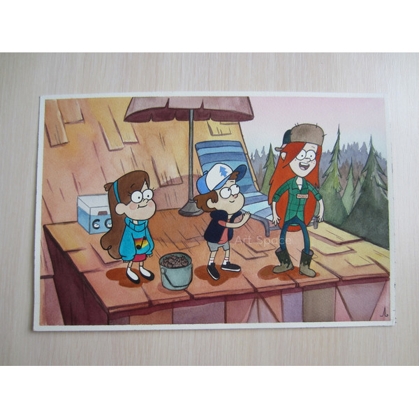Gravity Falls-on-the-Roof-Wendy-Dipper- Mabel Pines-Mystery Shack-cartoon-forest-painting-watercolor-3.JPG