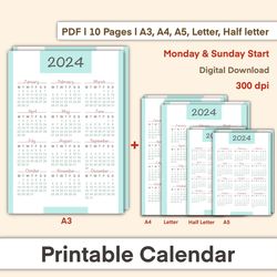 printable calendar, printable calendar 2024, wall calendar, wall calendar printable, wall calendar printable 2024, poste