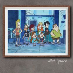 original watercolor painting teens from gravity falls, wendy dipper mabel pines