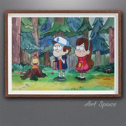 original watercolor painting in the forest gravity falls mabel gift to a teenager-antern-in-the-woods-cartoon-adolescent