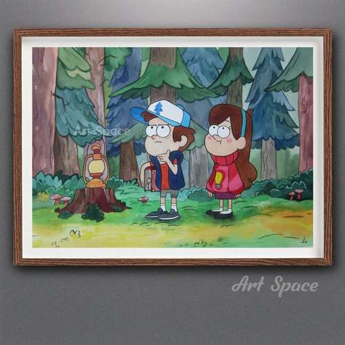 Original watercolor painting IN THE FOREST Gravity Falls Mabel gift to a teenager-antern-in-the-woods-cartoon-adolescent