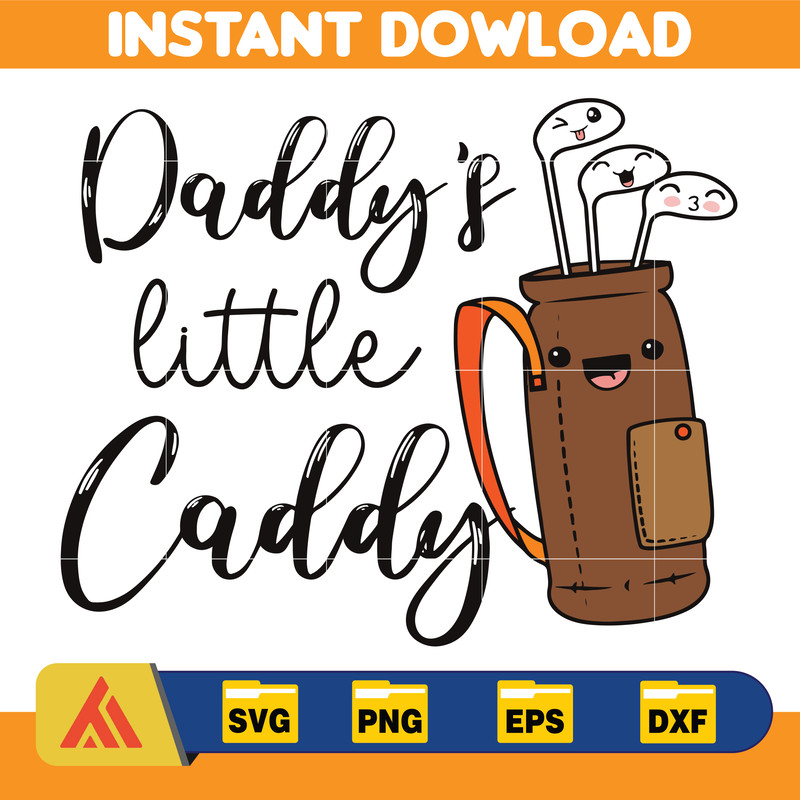 Daddy's Little Caddy Png, Happy Father's Day Golf Dad, Golf Png, Baby Png, Daddy, Baby Onesie, Gift For Dad Png, Golf Sublimation PNG.jpg