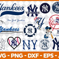 NewYork Yankees Baseball Bundle Svg, MLB Logo Svg, MLB Svg, Baseball Team Svg File Cut Digital Download