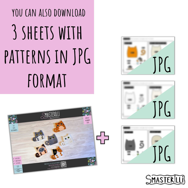 Felt cat bookmark pattern PDF by Smasterilli 6.JPG