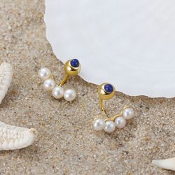 Elegant 14K Gold 925 Sterling Silver Pearl Earrings for Women 4 Pieces Freshwater Baroque Pearl Eardrop Jewelry EQE8