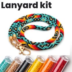 Lanyard kit, Beaded lanyard kit, Bead crochet kit, Turquoise lanyard kit, Handmade accessories, Gift ideas teacher