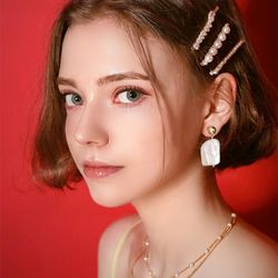 Big Flat Freshwater Pearl Stud Earrings for Women 20mm Baroque Pearl Dangle Earring