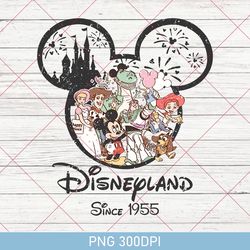 retro disneyland est 1955 california png, disneyland 1955 png, mickey and friends, vintage disneyland png, disney trip