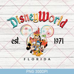 vintage mickey and friends disneyworld est 1971 png, vintage disneyworld png, 2023 family vacation png, magic kingdom