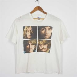 vintage 90's the beatles english rock band line up t-shirt