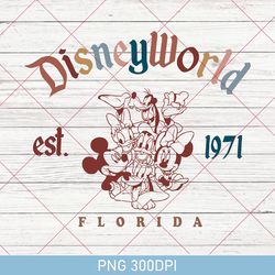 retro vintage walt disney world est 1971 png, retro mickey and friend png, disney family png, disneyworld est 1971 png